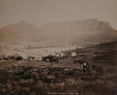 EU: South Africa: Cape Town and Table Mountain from a hill above. Photograph by George Washington Wilson (1896), Cape Town, 1896