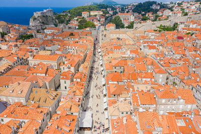 Shopping street Stradun in the historical center of Dubrovnik, Croatia, Dubrovnik, 2019