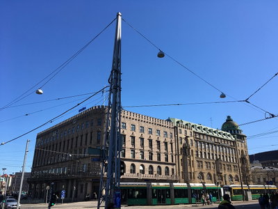 Pole to support trolley wire, Helsinki, 2018