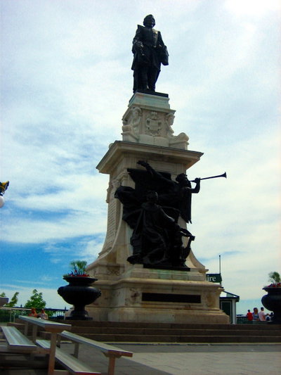 Statue of Samuel de Champlain at Chateau Frontenac, Quebec City, 2012