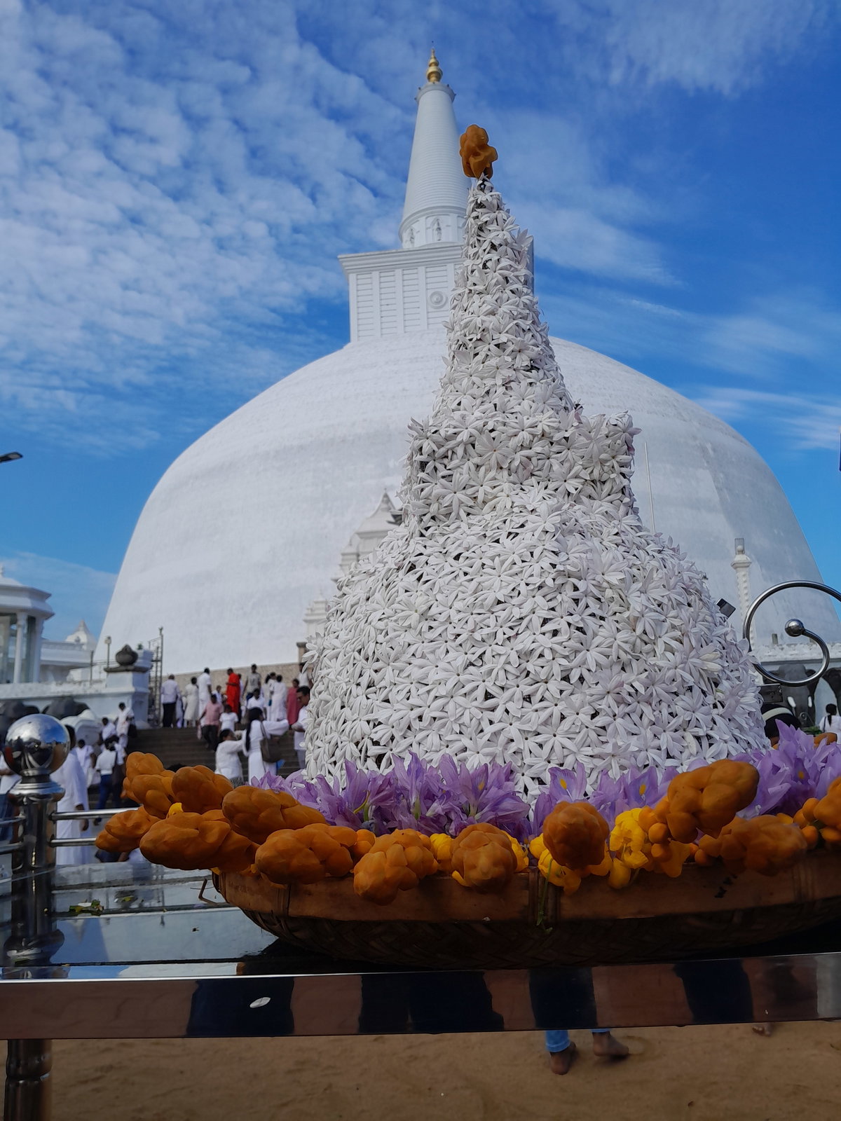 Ruwanweli Maha Seya made with jasmin flowers, Anuradhapura, Sri Lanka, 2024