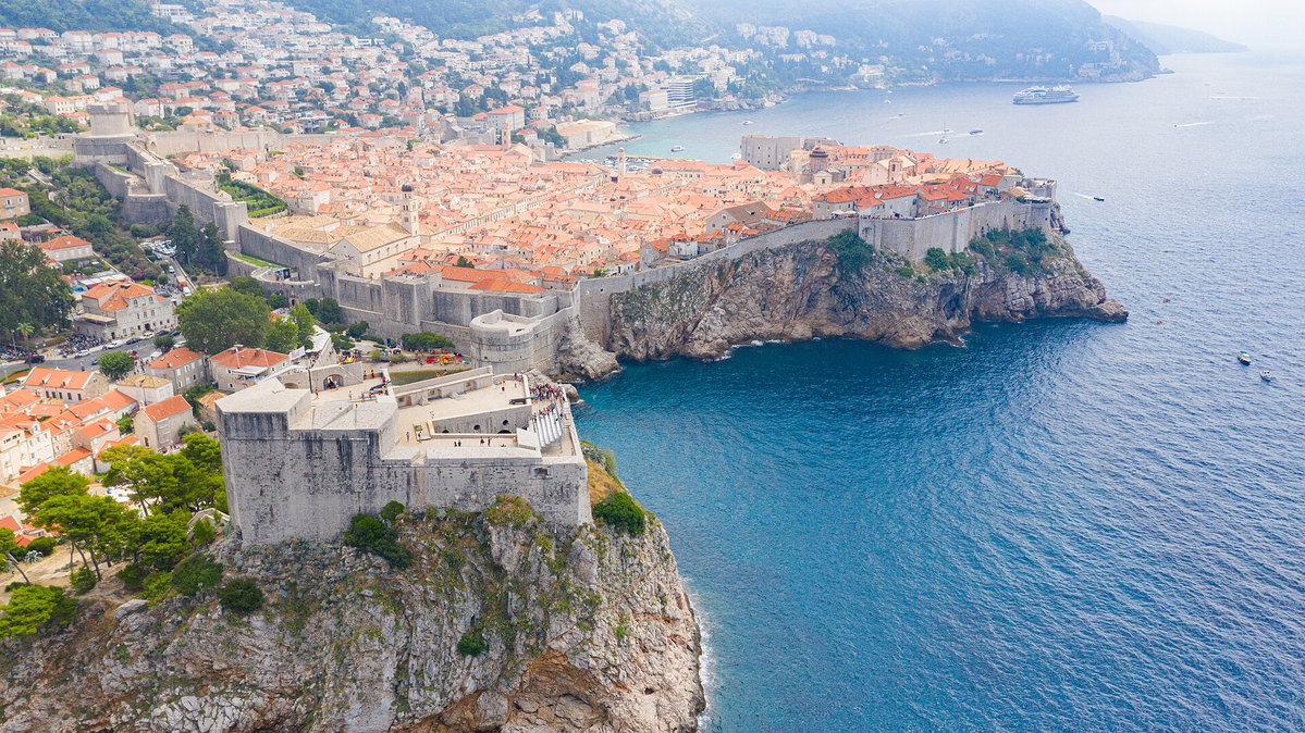 Luftbild der Festung Bokar und der Altstadt von Dubrovnik, Kroatien, Dubrovnik, Croatia, 2019