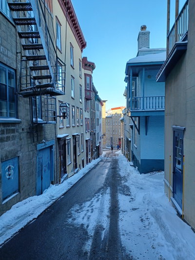 Québec City's narrow streets in December, Quebec City, 2021