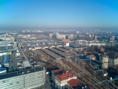 Kraków Główny train station, aerial view Kraków, Poland, Kraków, 2025