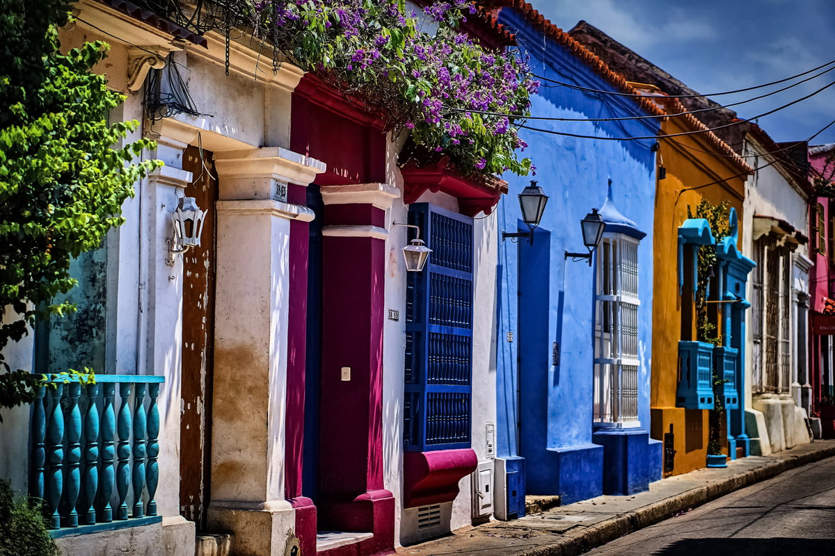 A Colorful Side Street View Cartagena Postcards, Cartagena, Colombia, 2016