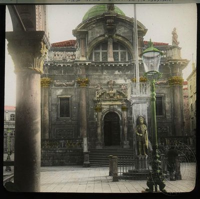 EU: Dubrovnik, church and Orlando column ( ) (1900), Dubrovnik, Croatia, 1900