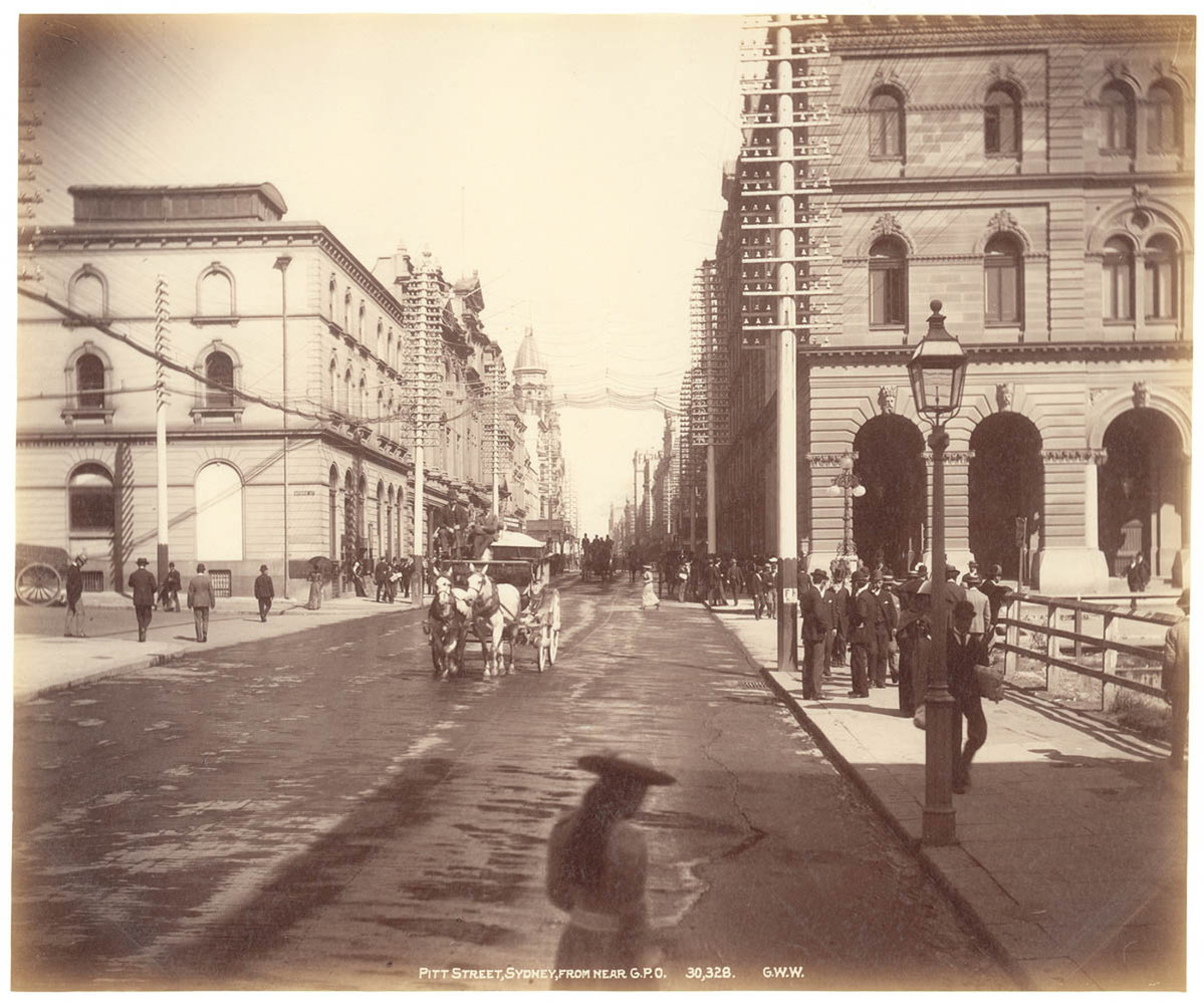 Pitt St Sydney from near GPO from Fred Hardie - Photographs of Sydney, Newcastle, New South Wales and Aboriginals for George Washington Wilson and Co, Sydney, Australia, 1892