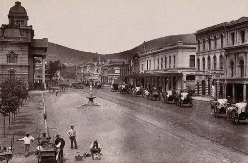 EU: Cape Town, South Africa: Adderley Street. Woodburytype, 1888, after a photograph by Robert Harris. (1888), Cape Town, South Africa, 1888