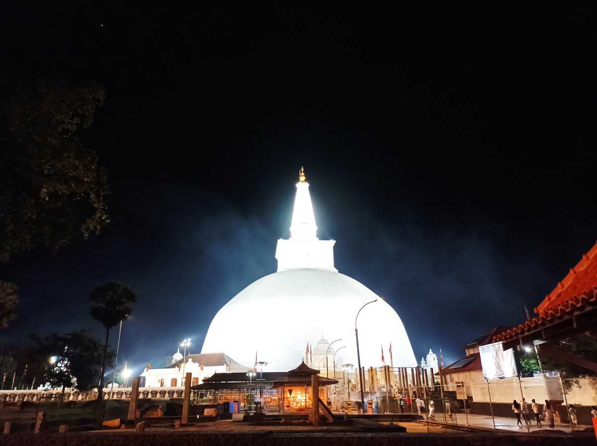 A night view of the Ruwanweli Maha Saya, Sri Lanka, Anuradhapura, Sri Lanka, 2021
