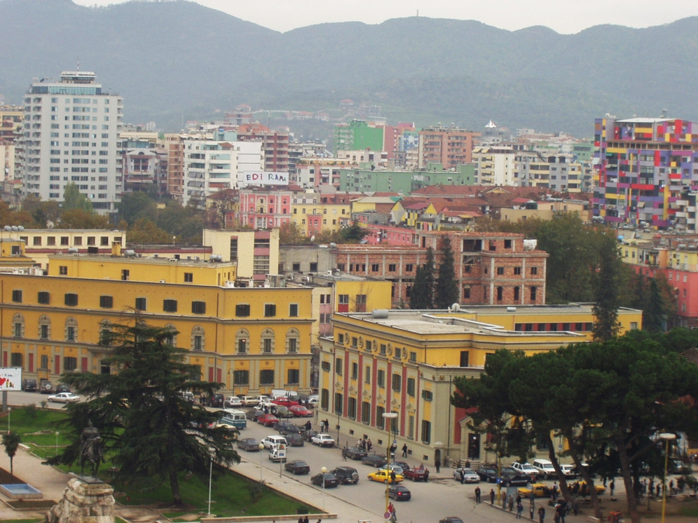 Colourful appartment building in Tirana in 2006, Tirana, Albania, 2006