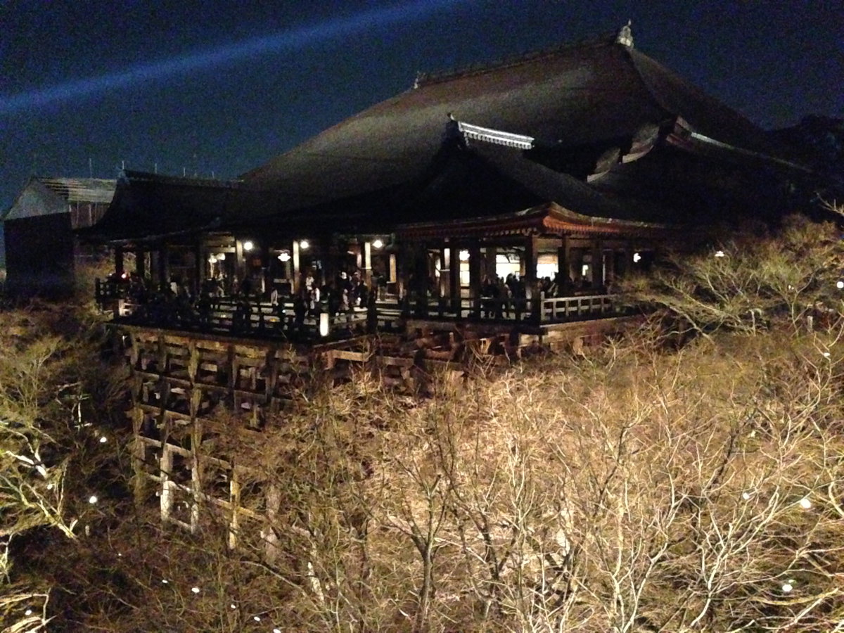 Illuminated Hondo of Kiyomizudera Temple, Kyoto, Japan, 2014