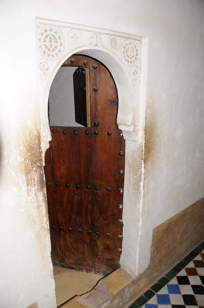 Doorway leading to student dormitory at the Ben Youssef Madrassa, Marrakech, Morocco, Marrakech, 2012