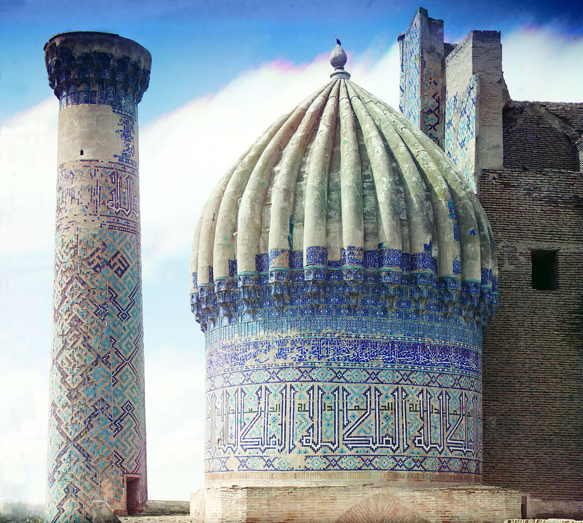 Right dome of Shir-Dar mosque. Samarkand, Samarkand, Uzbekistan, 1905