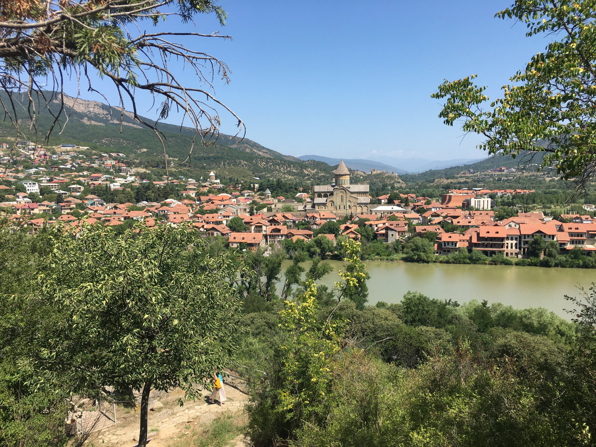 View of Mtskheta from Armaztsikhe-Bagineti open-air museum 02, Mtskheta, Georgia, 2021