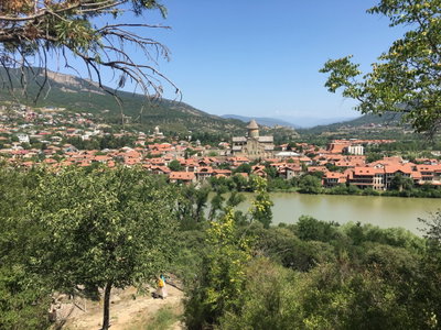 View of Mtskheta from Armaztsikhe-Bagineti open-air museum 02, Mtskheta, 2021