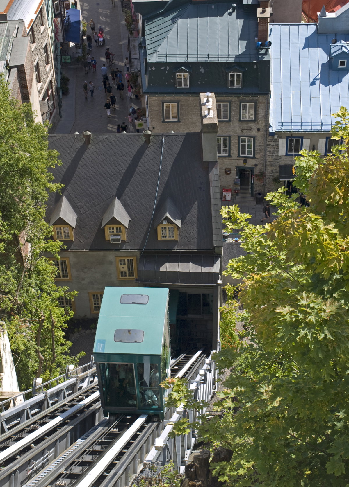 Quebec funicular from the top, Quebec City, Canada, 2017