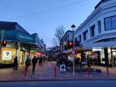 Cuba Street at dusk, Wellington, 2018