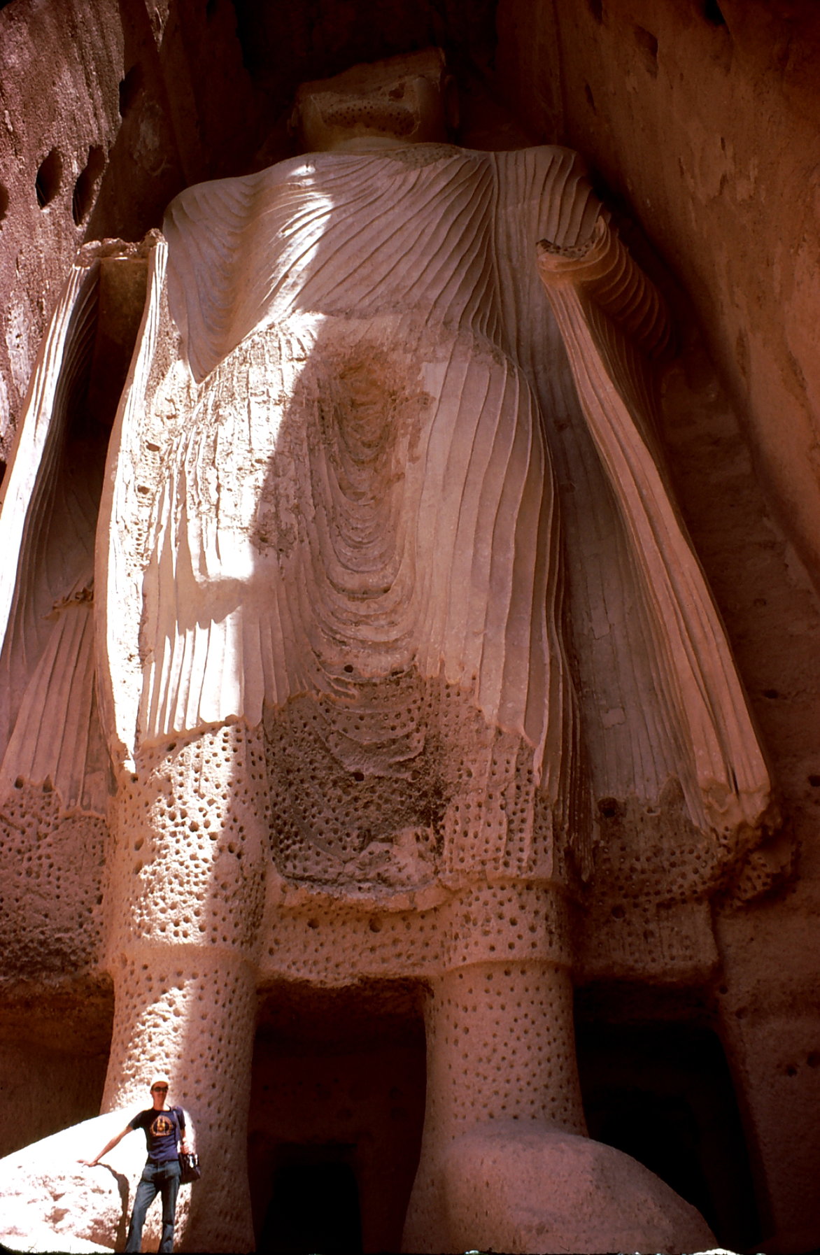The "small" (36 m high) of the buddhas statues, Bamyan, Afghanistan, 1977