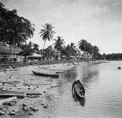 EU: De oever van de Marowijnerivier bij Albina in Suriname (1947), Albina, 1947