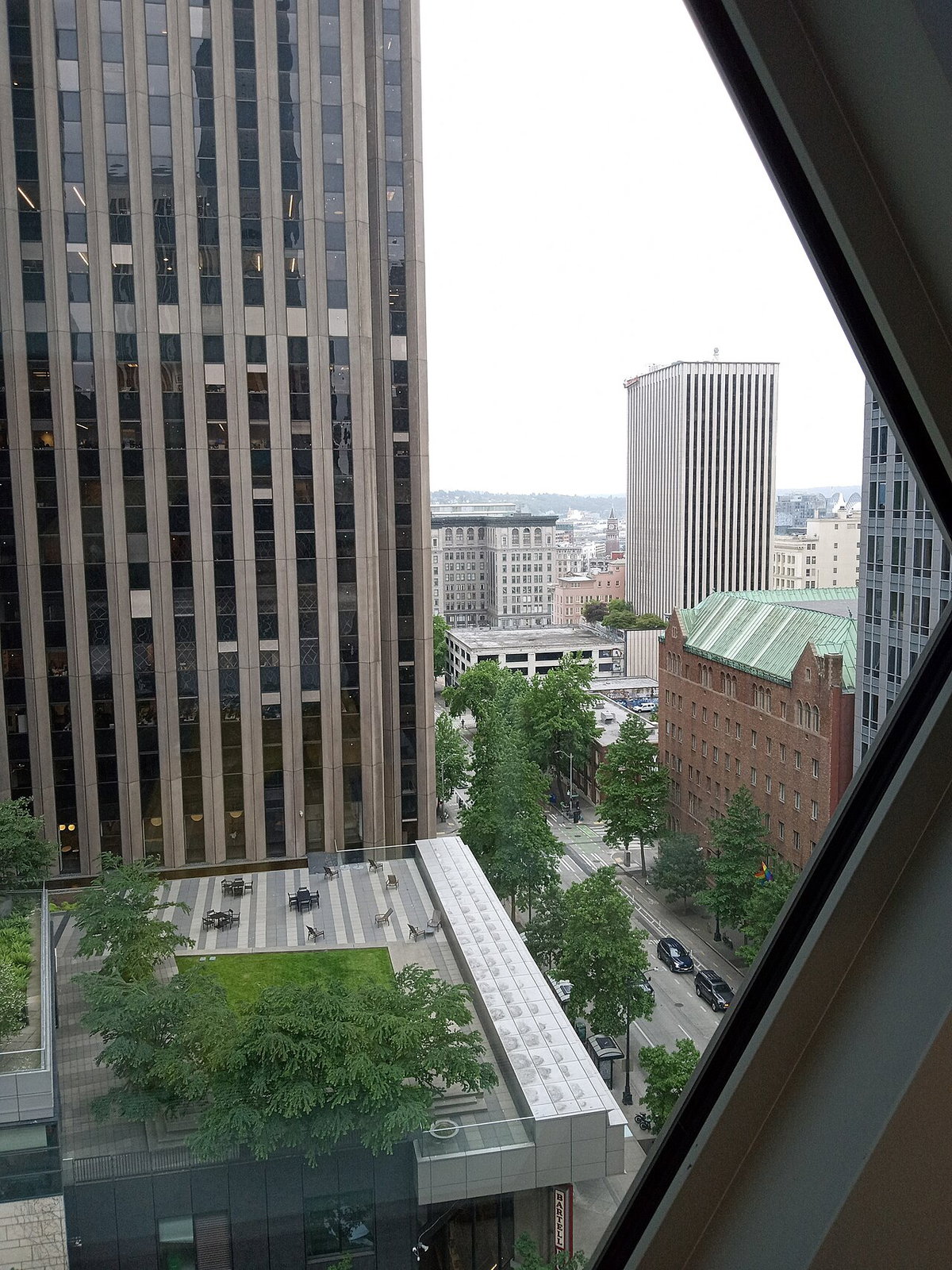 View from the Central Library, looking down upon 4th Avenue, Seattle, United States, 2023