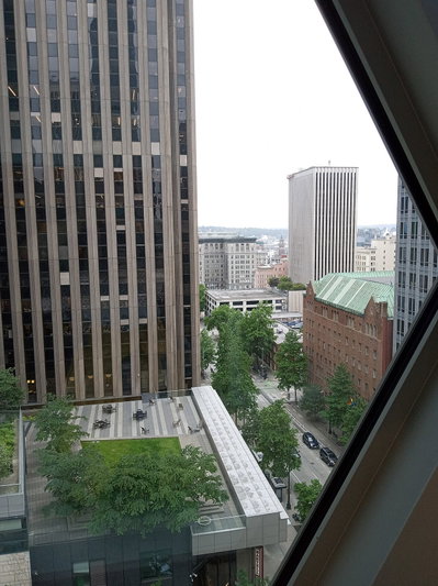 View from the Central Library, looking down upon 4th Avenue, Seattle, 2023