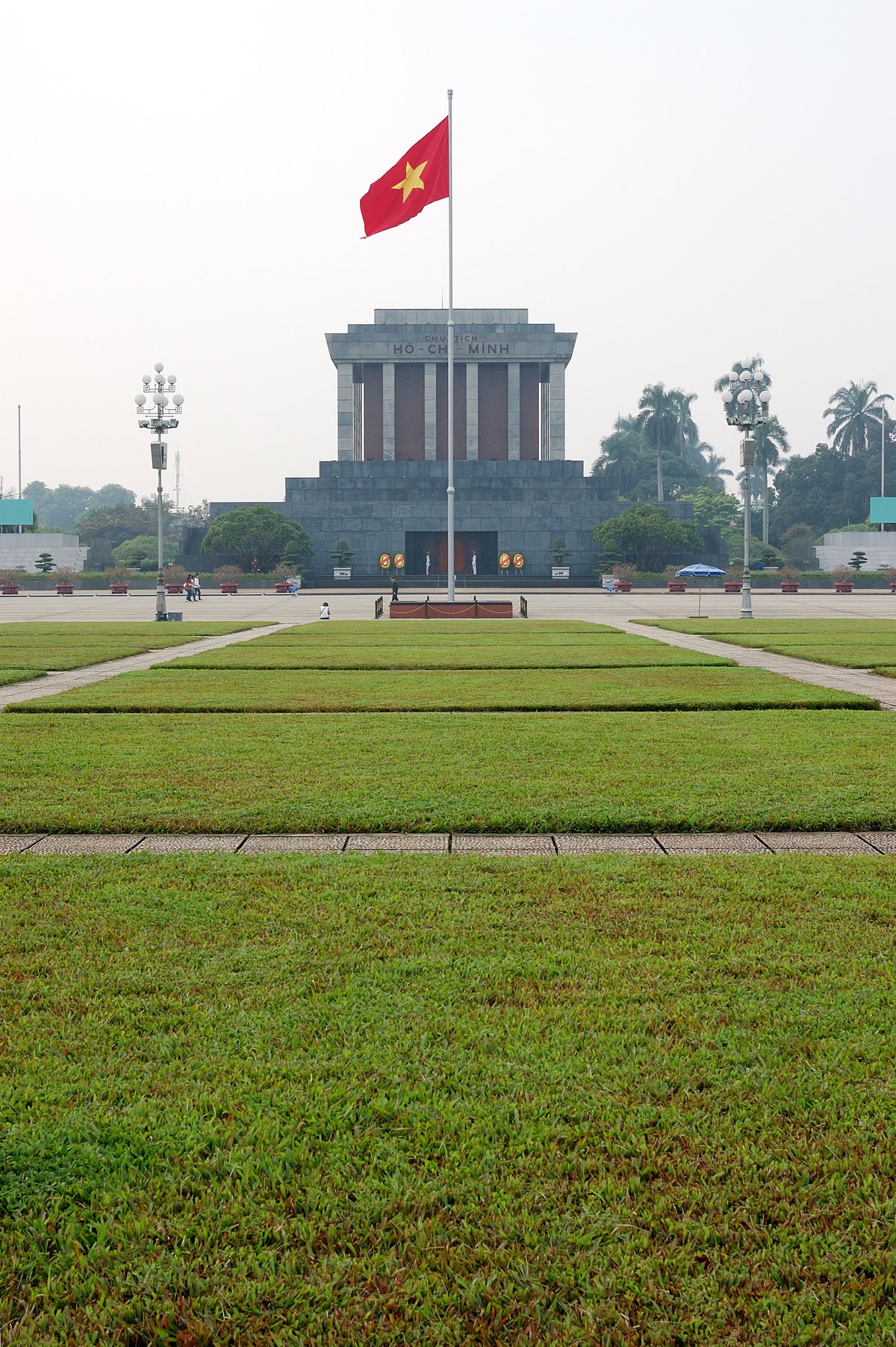 Flag of Vietnam in front of Ho Chi Minh mausoleum, Hanoi, Vietnam, 2009