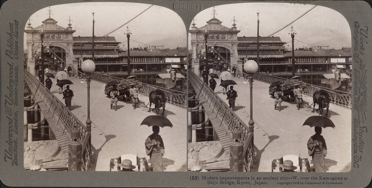 EU: Stereobild av bron Shijo Bridge, Kimogawa, Kyoto. (1904), Kyoto, Japan, 1904