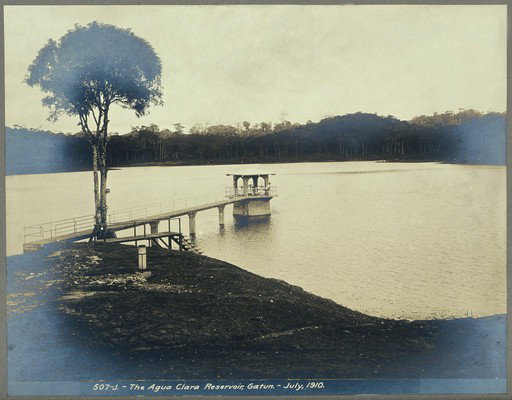 EU: The Agua Clara Reservoir, Gatun: part of the Panama Canal Zone waterworks. Photograph, (1910), Gatún, Panama, 1910