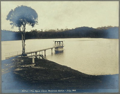 EU: The Agua Clara Reservoir, Gatun: part of the Panama Canal Zone waterworks. Photograph, (1910), Gatún, 1910