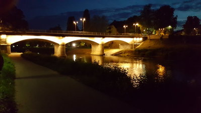 Street bridge in Diekirch by night, Diekirch, 2017