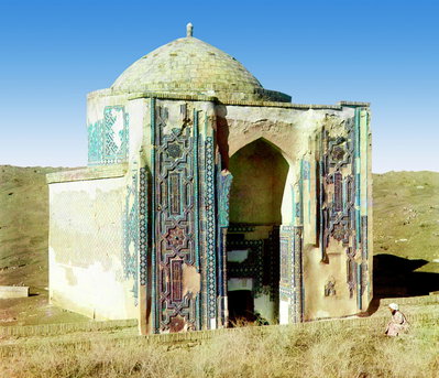 Alim Nesefi Mazar in Shah-i-Zinda complex in Samarkand, Uzbekistan, Samarkand, 1905