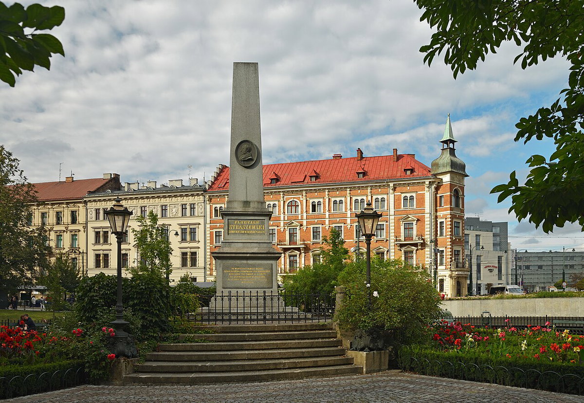 Florian Straszewski Monument and Polonia Hotel.Kraków, Poland, Kraków, Poland, 2022