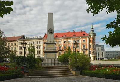 Florian Straszewski Monument and Polonia Hotel.Kraków, Poland, Kraków, 2022