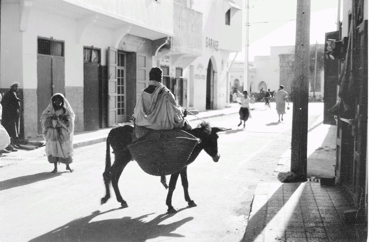 EU: Reisefotos Marokko. Straßenbild mit Eselsreiter (wohl in Casablanca) #025 (1939), Casablanca, Morocco, 1939