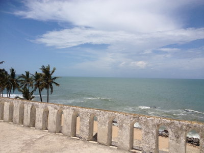Overview of Elmina Castle and the sea, Elmina, 2014