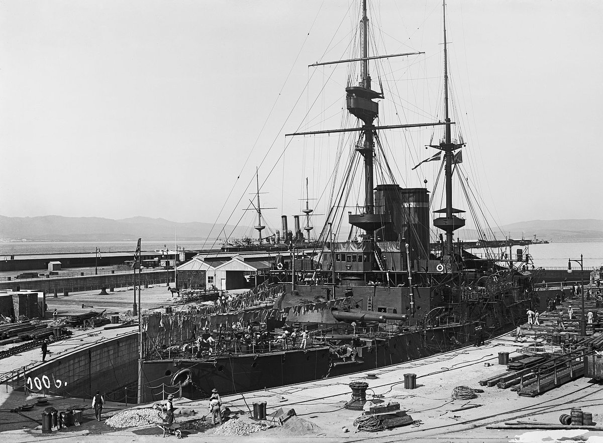 EU: Gibraltar. Kriegsschiff im Hafen (1913), Gibraltar, Gibraltar, 1913