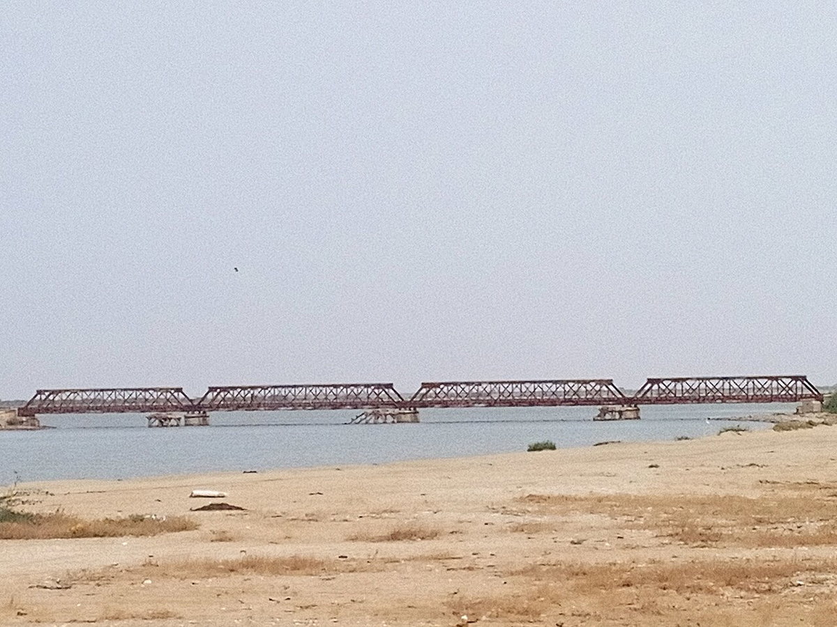 Steel railway bridge over the Senegal River near Saint-Louis, Saint-Louis, Senegal, 2020