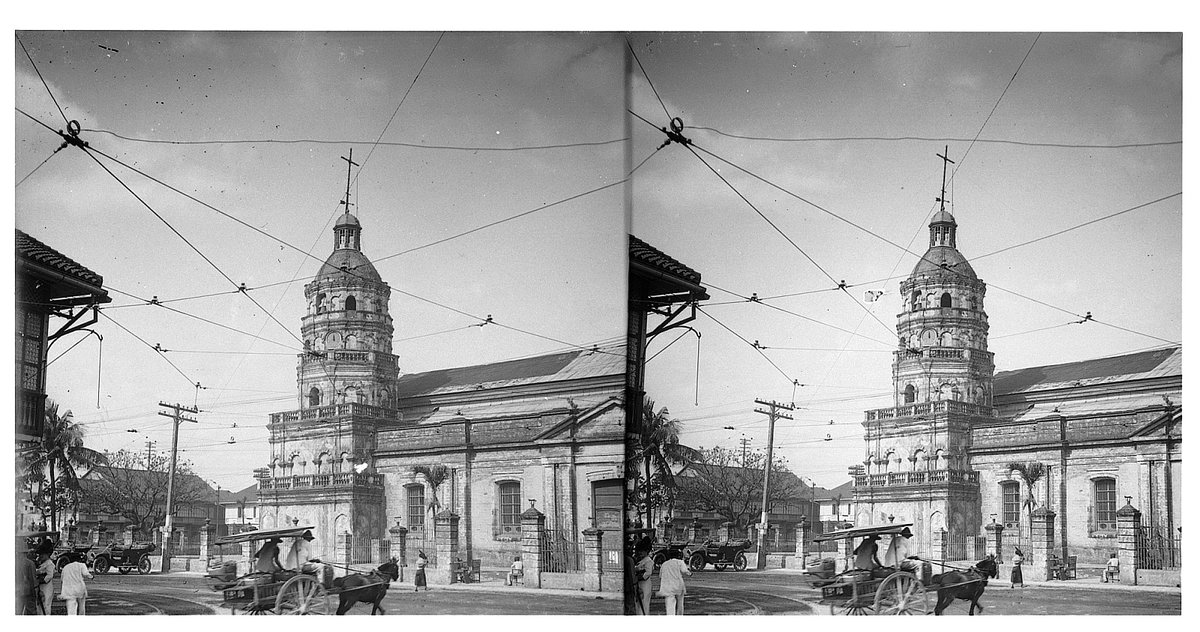 EU: Street scene in Manila with Quiapo Church (1913), Manila, Philippines, 1913