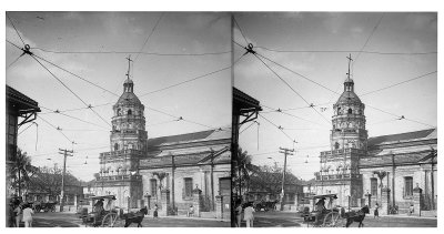 EU: Street scene in Manila with Quiapo Church (1913), Manila, 1913