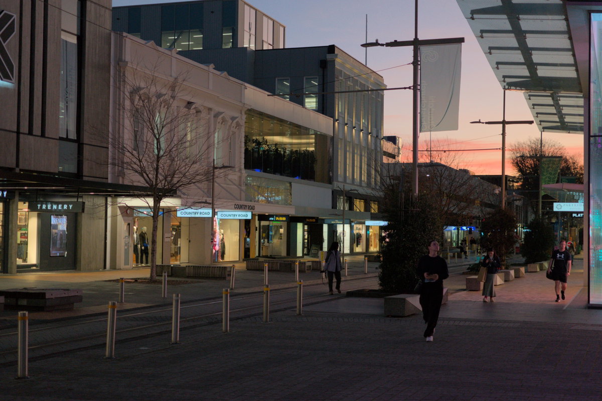 Christchurch Pre-Wikicon sunset photowalk 39 City Mall sunset, Christchurch, New Zealand, 2025