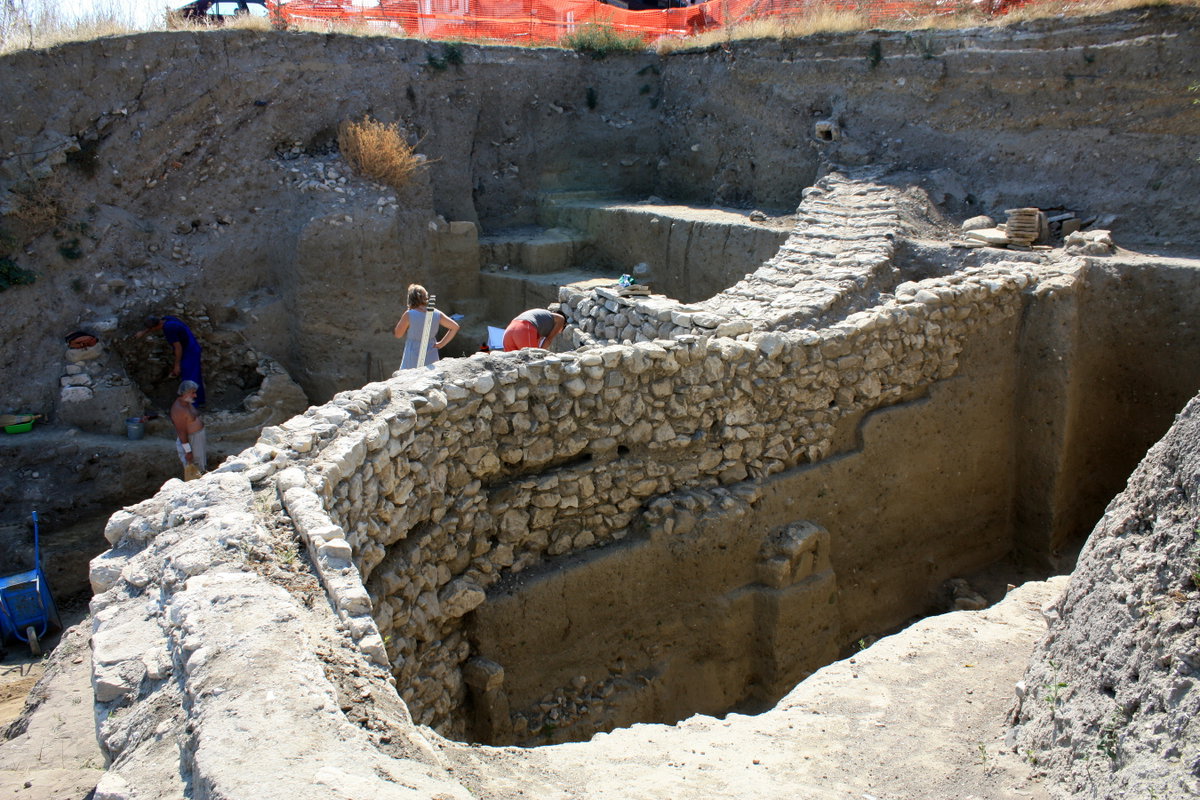 Ruins Holy Mother of God Eleusa Church in Nesebar archaeology excavation, Nessebar, Bulgaria, 2011