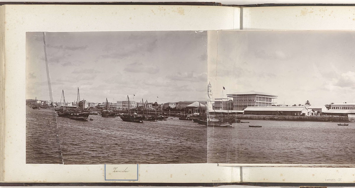 EU: Panorama van de haven van Zanzibar (Panorama of Zanzibar harbour) (1910), Zanzibar City, Tanzania, 1910