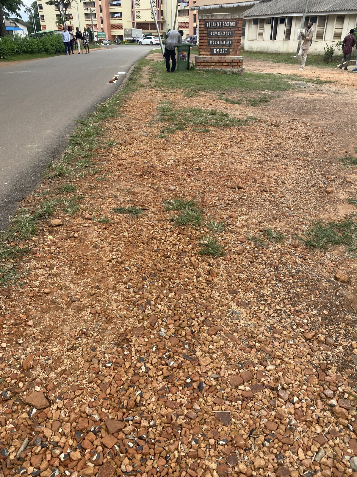 Road adjacent Ceramics section, Department of industrial art, KNUST, Kumasi, Ghana, 2023