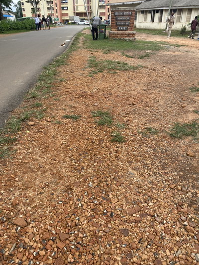 Road adjacent Ceramics section, Department of industrial art, KNUST, Kumasi, 2023