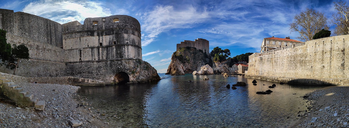 Panorama of Tvrđava Lovrjenac And Pile Harbour - Dubrovnik, Dubrovnik, Croatia, 2020