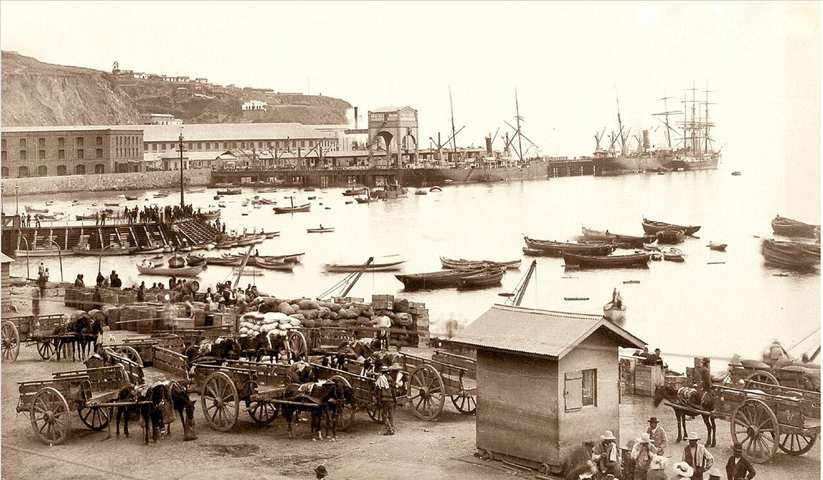 Puerto en, Valparaíso, Chile, 1890