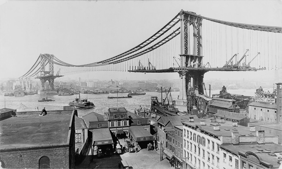 Manhattan Bridge Construction, New York, United States, 1909
