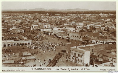 EU: stad, torg, fotografi, photograph (1925), Marrakech, 1925