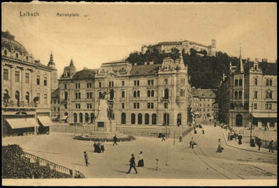 Postcard of Ljubljana, Prešeren Square, Ljubljana, 1910