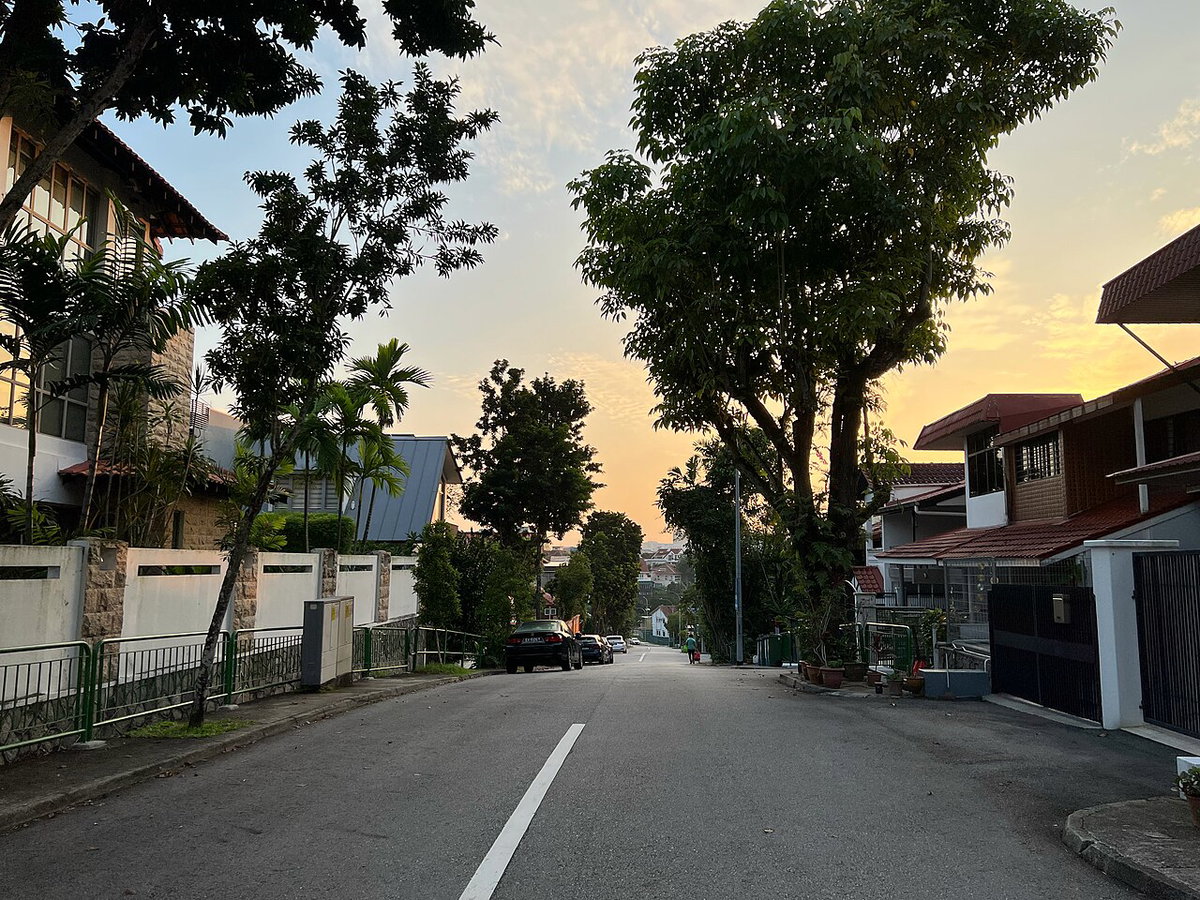 Soo Chow Garden Road looking down the hill towards Upper Thomson Road, Singapore, 2022